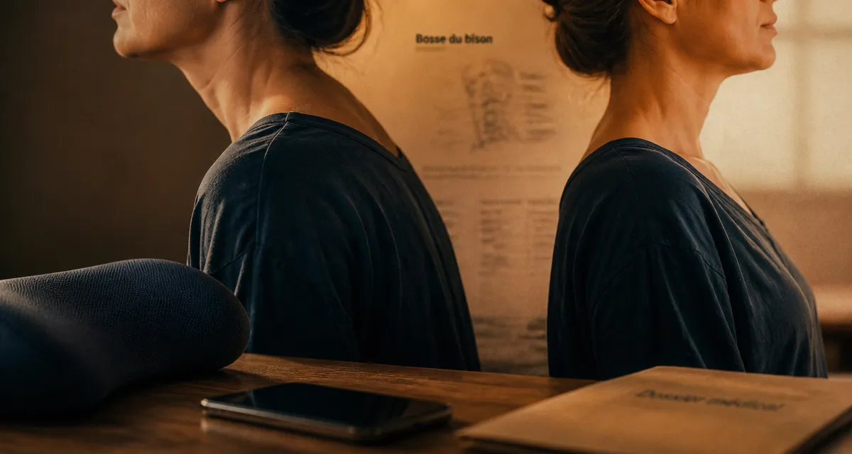 Bosse du bison : charnière nuque-haut du dos, exercices correctifs.