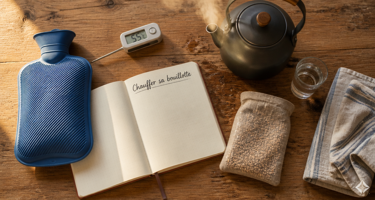 comment faire chauffer une bouillotte avec thermomètre et bouilloire