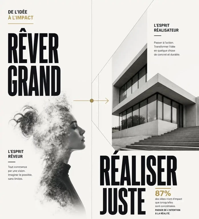 Illustration conceptuelle sur le thème de la citation le rêve et la réalisation de ses objectifs