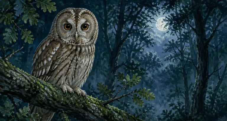 entendre une chouette la nuit présage forêt gouache
