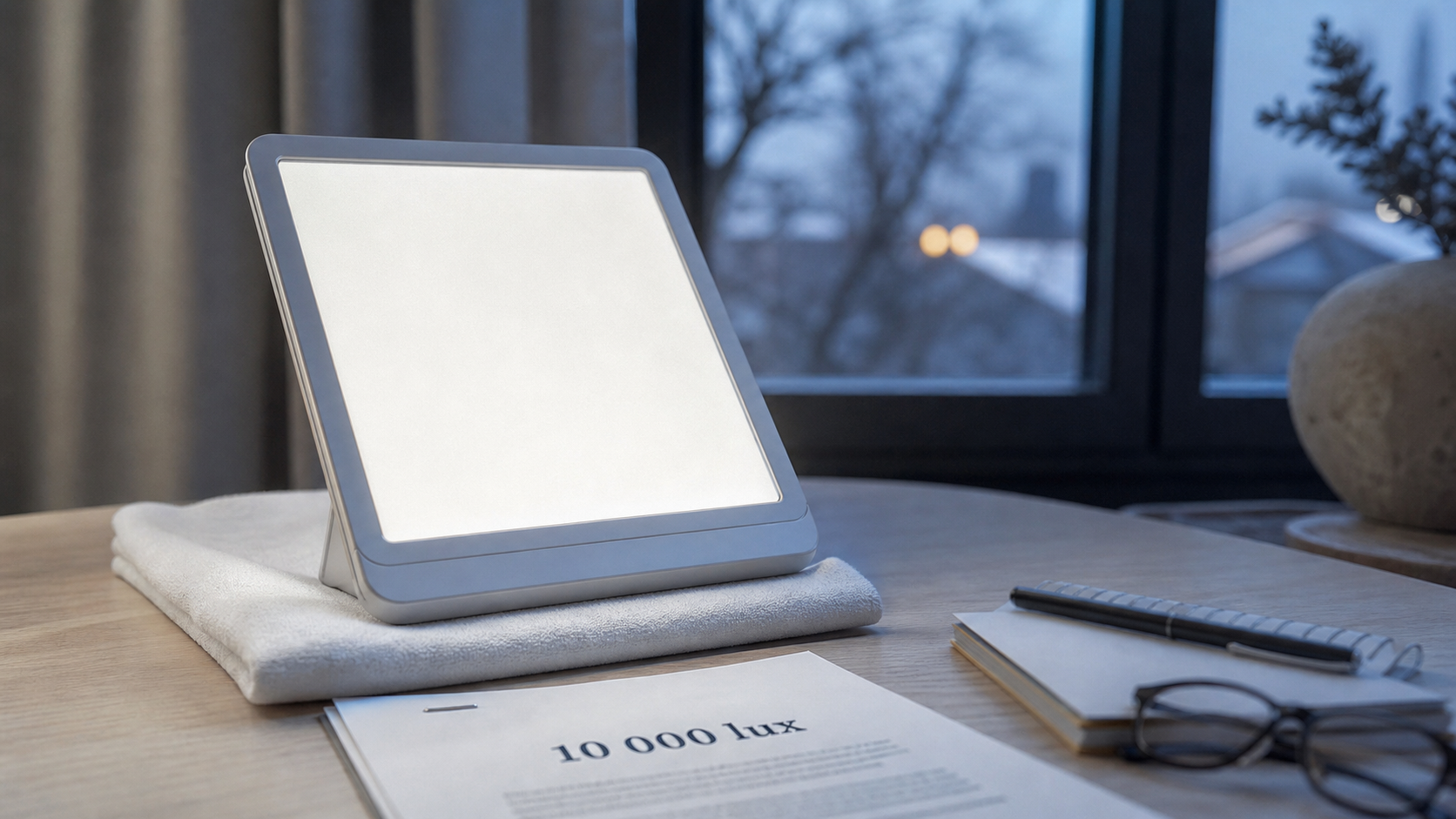 Meilleure lampe de luminothérapie 10 000 lux, distance et certification
