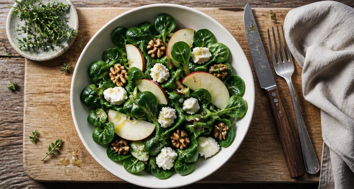 Manger de la mache le soir : bol de salade de mâche fraîche