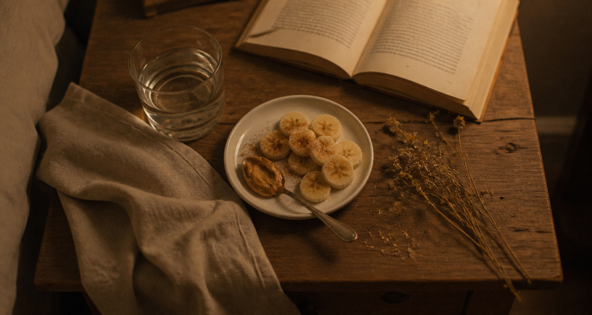 Manger du beurre de cacahuete le soir, collation sur table de nuit