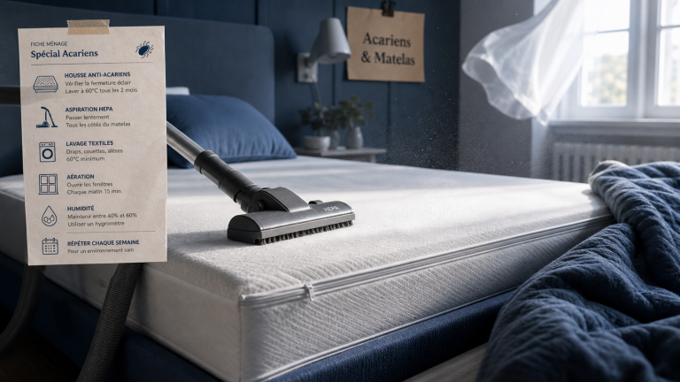 Mites de poussière et literie : brosse HEPA sur matelas