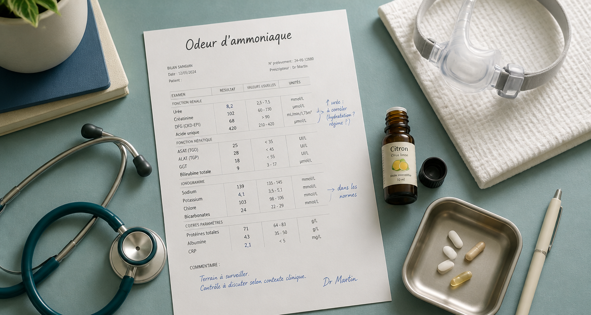 odeur ammoniaque dans le nez bilan sanguin