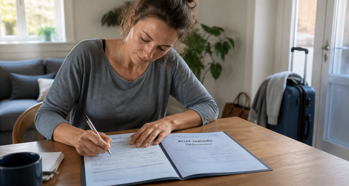partir en vacances en arrêt maladie pour dépression femme remplit dossier