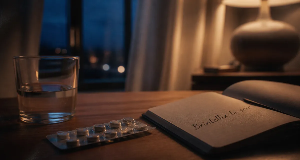 Pourquoi prendre Brintellix le soir : comprimés et verre d’eau au coucher