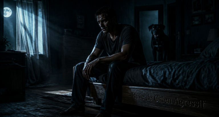 rever de chien agressif homme lit chien menaçant
