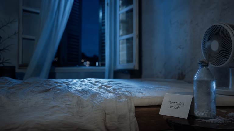 comment se rafraîchir la nuit : bouteille d’eau congelée, ventilateur et linge frais pour mieux dormir