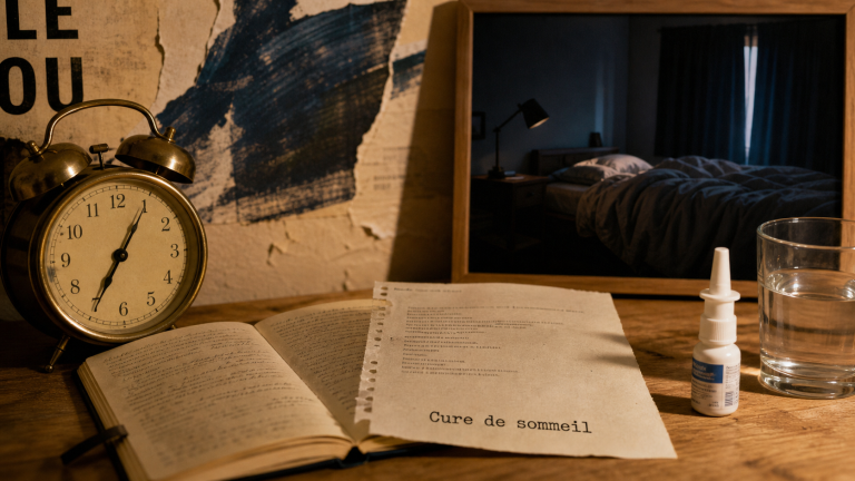 Cure de sommeil naturelle ou médicale : carnet, réveil et spray nasal