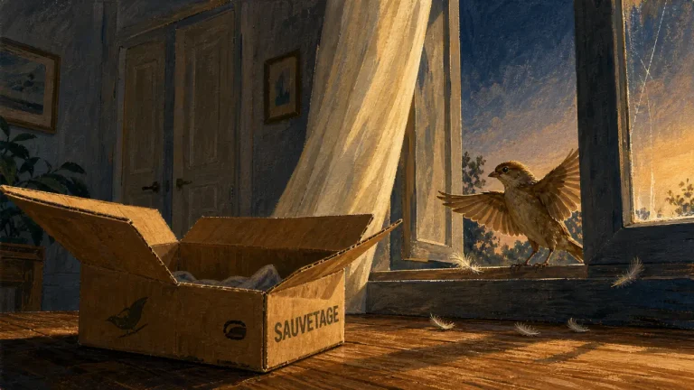 Un oiseau entre dans la maison, signification spirituelle près de la fenêtre ouverte