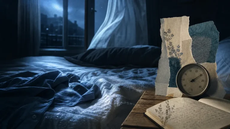 Transpirer la nuit signification spirituelle : drap humide, thermomètre et stress nocturne