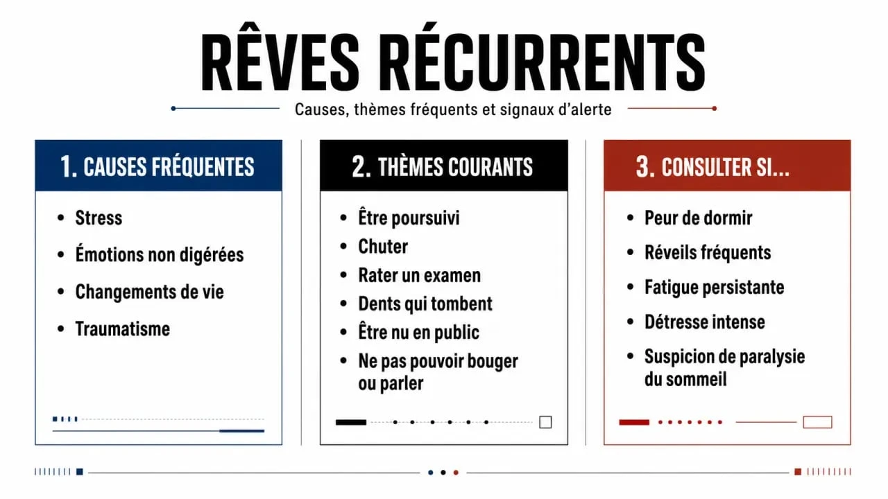 Rêves récurrents : causes, thèmes fréquents et quand consulter