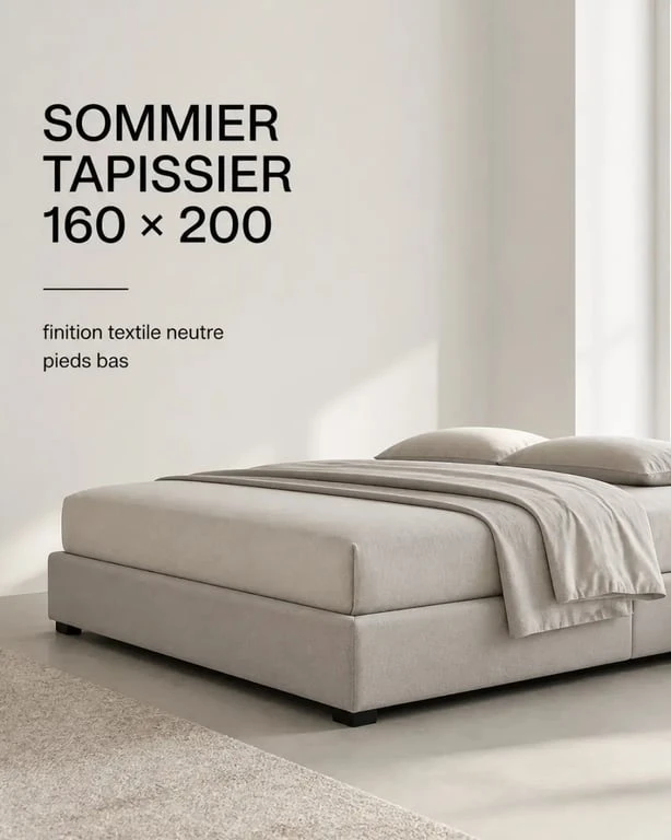 Sommier 160x200 tapissier dans une chambre parentale contemporaine