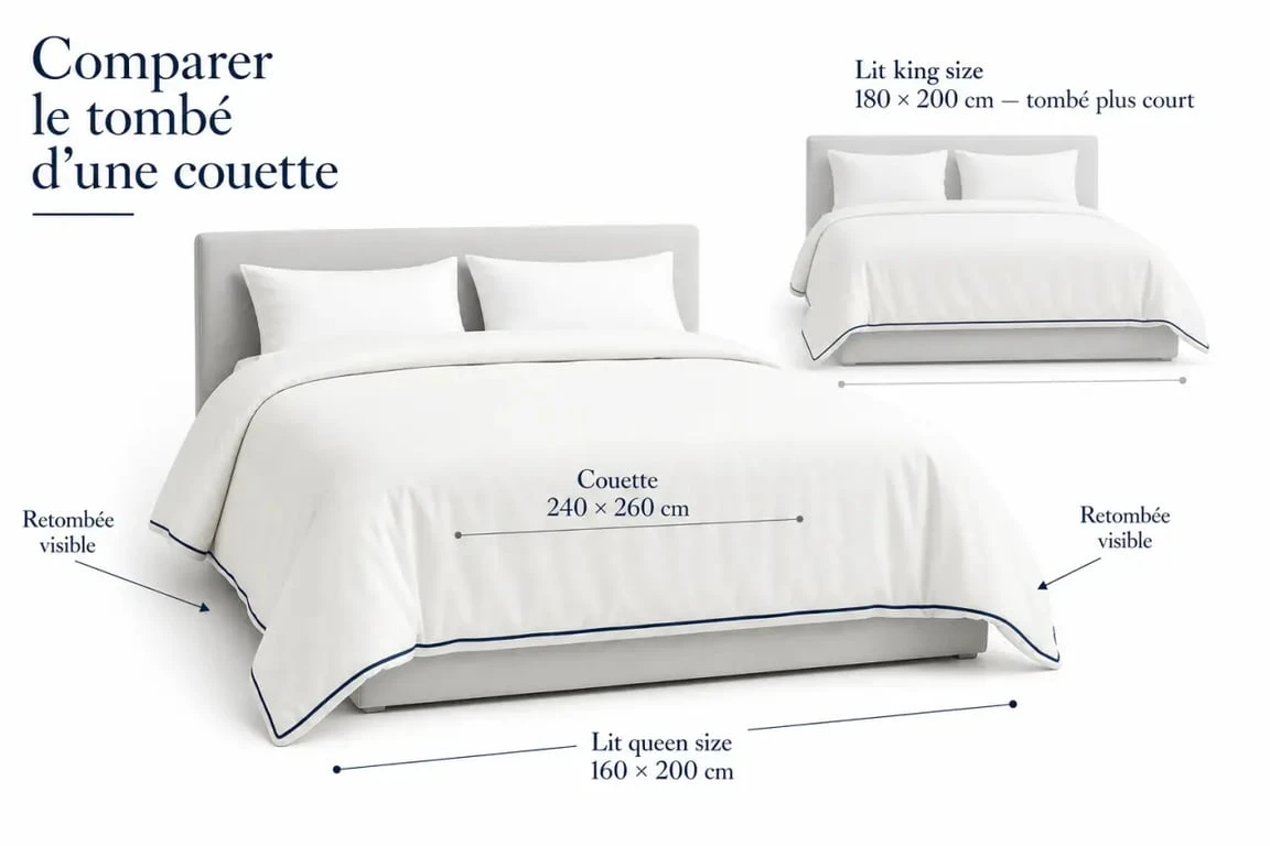 Couette 240x260 Garnier Thiebaut sur lit queen size avec retombée visible