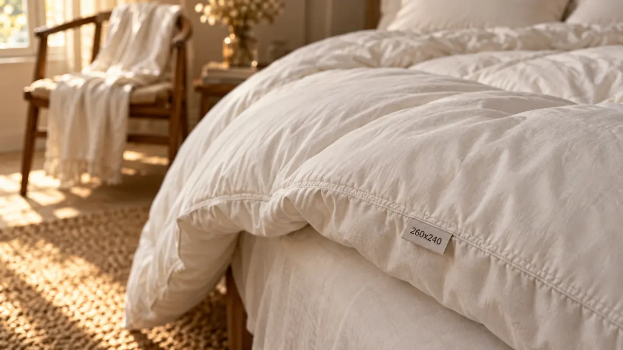 Couette 260x240 GarnierThiebaut sur lit, percale et chaleur