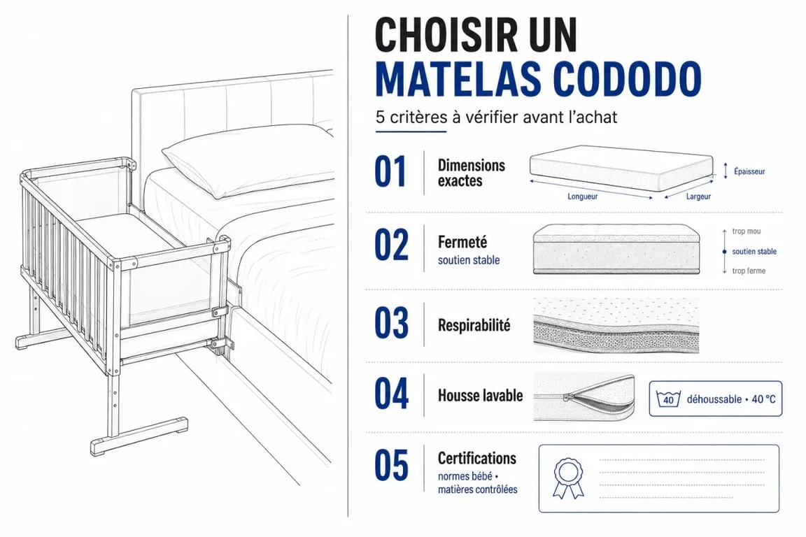Critères essentiels pour choisir un matelas cododo : dimensions, fermeté, respirabilité et entretien