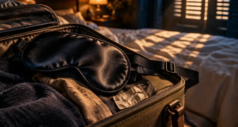 Cache yeux pour dormir en soie sombre, lumière bloquée