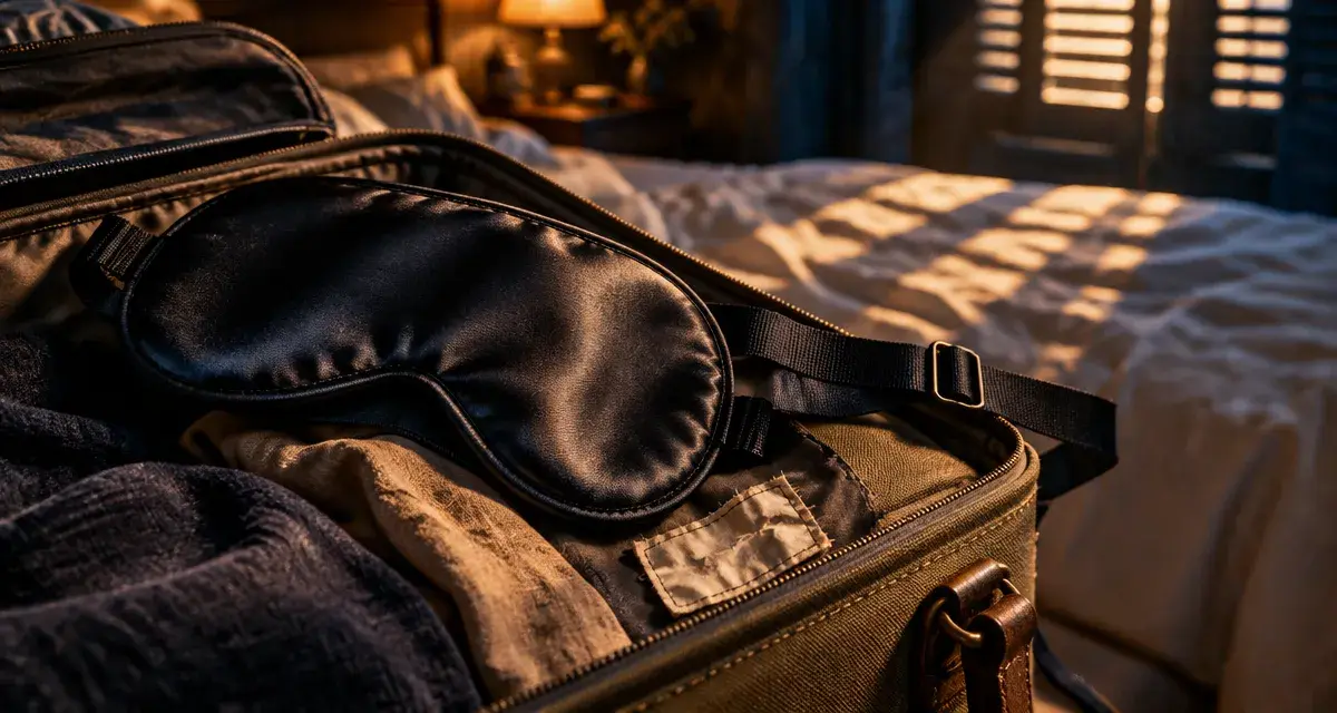 Cache yeux pour dormir en soie sombre, lumière bloquée