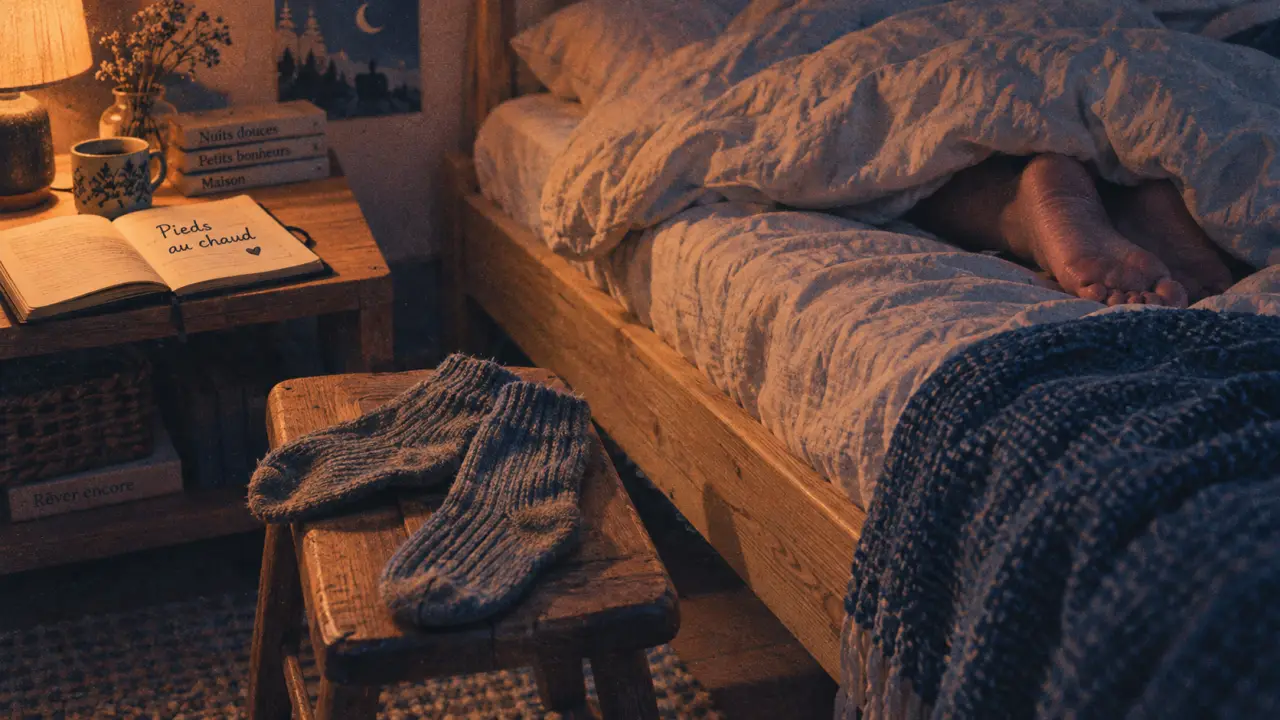Dormir avec des chaussettes : pieds au frais, chaussettes près du lit